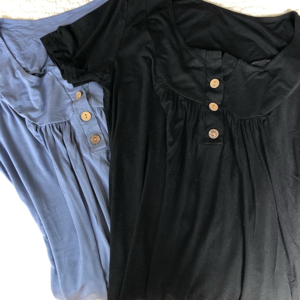 Bundle button tunics in blue and black